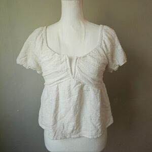 White Peasant Scoop Neck Women's Top